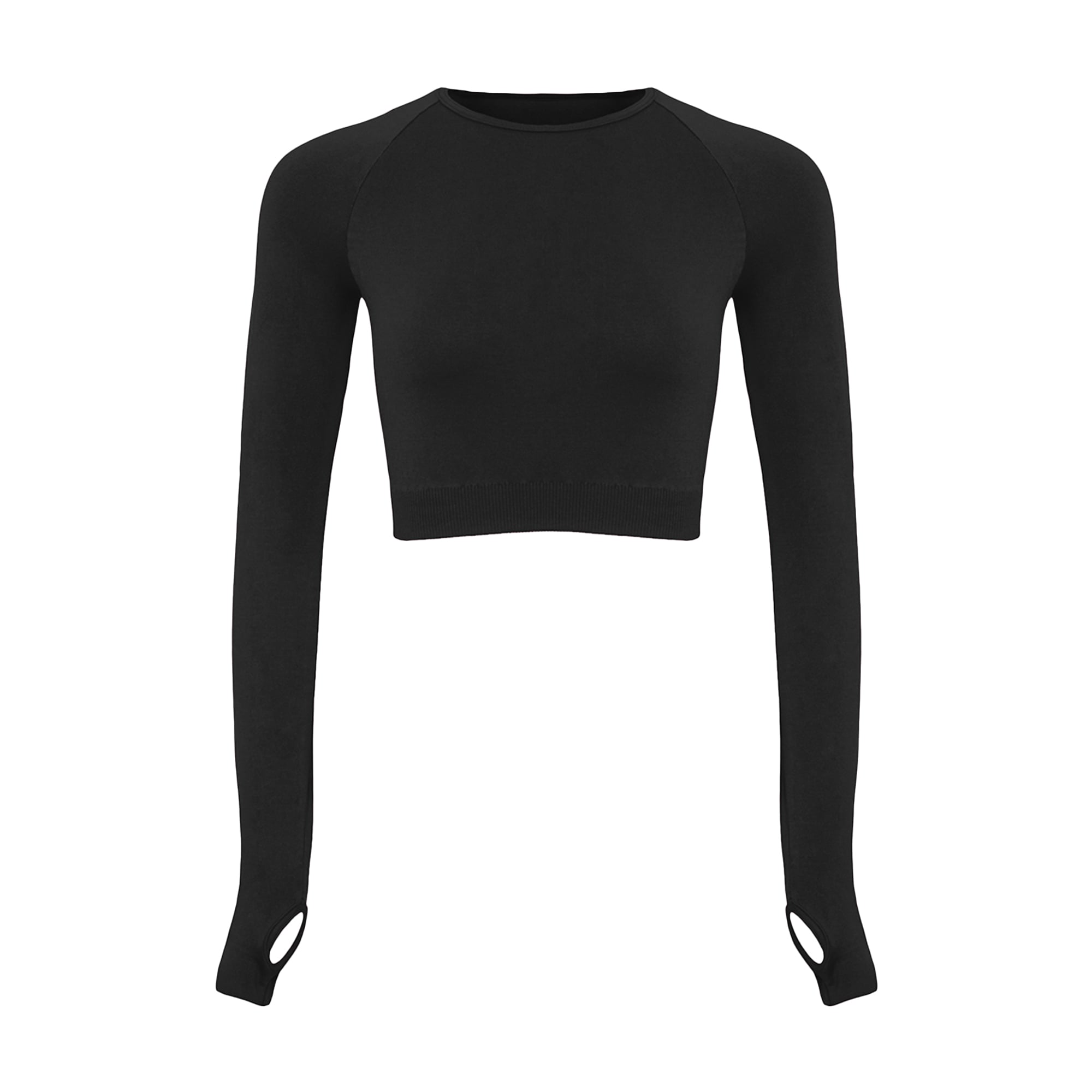 Безшовний кроп-лонгслів жіночий Flexit Flex Longsleeve Active з отворами для пальців, Black-Black, розмір L/XL